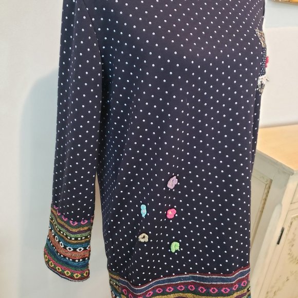 Guo Guo Size XL Sweater Fleece Lined Boho Bohemian - Picture 2 of 11